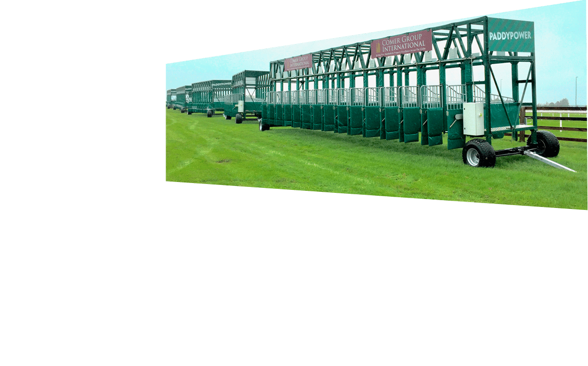 Set of starting gates at the Curragh for the Horse Racing Ireland